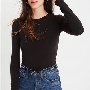 Madewell Crewneck Bodysuits (black &heather smoke)